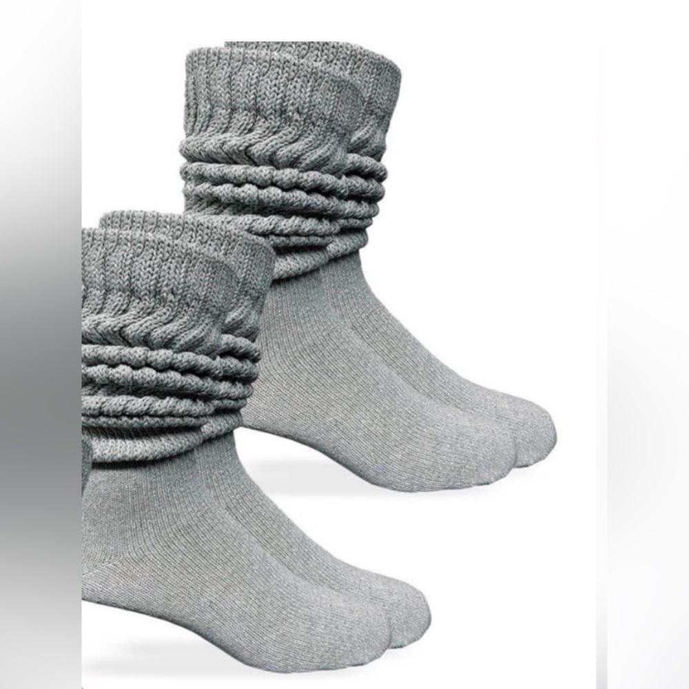 Sock Bundle 2/$17 NEW Gray Thick Slouch Cotton Knee High Scrunch Socks